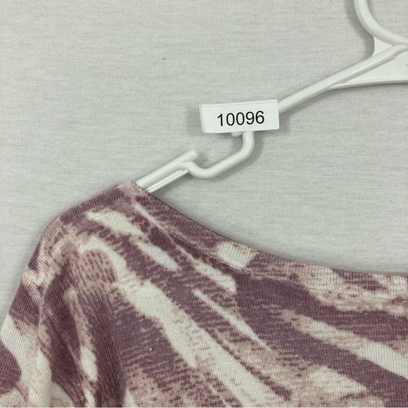 Chico's Purple/Cream Soft Stretch Round Neck Long Sleeve Top XL - Picture 9 of 9